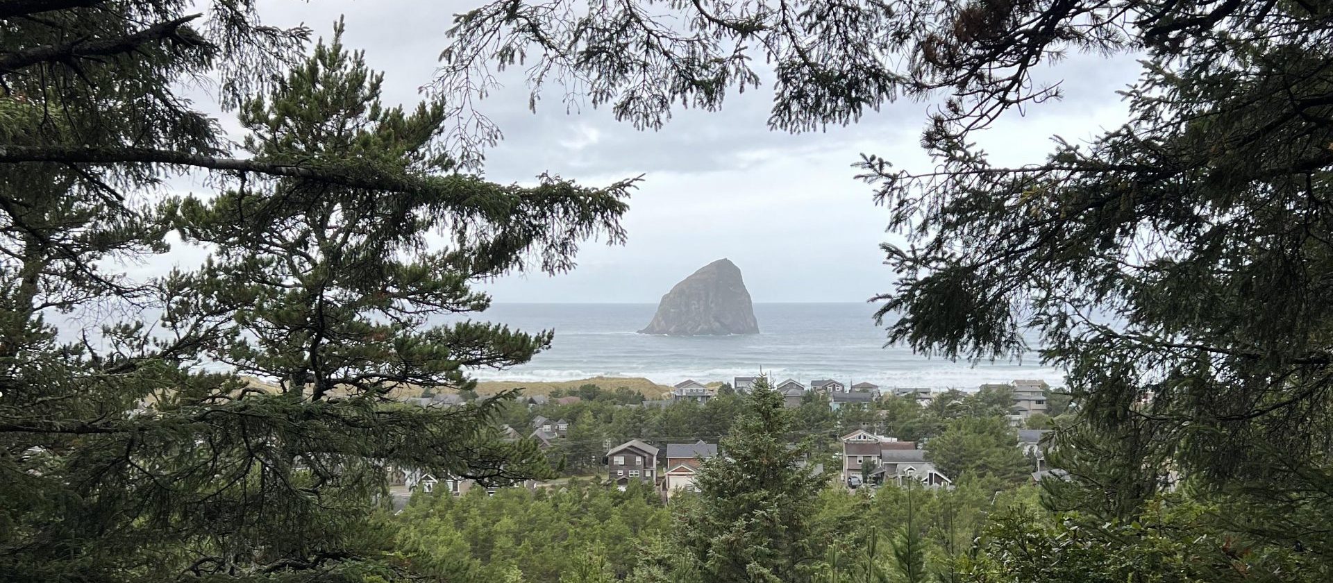 View of Haystack Rock from Pacific City Pathways